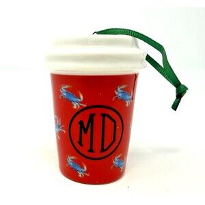 2017 Starbucks Local Collection MD Blue Crab Red Travel Tumbler 2-5/8" Ornament